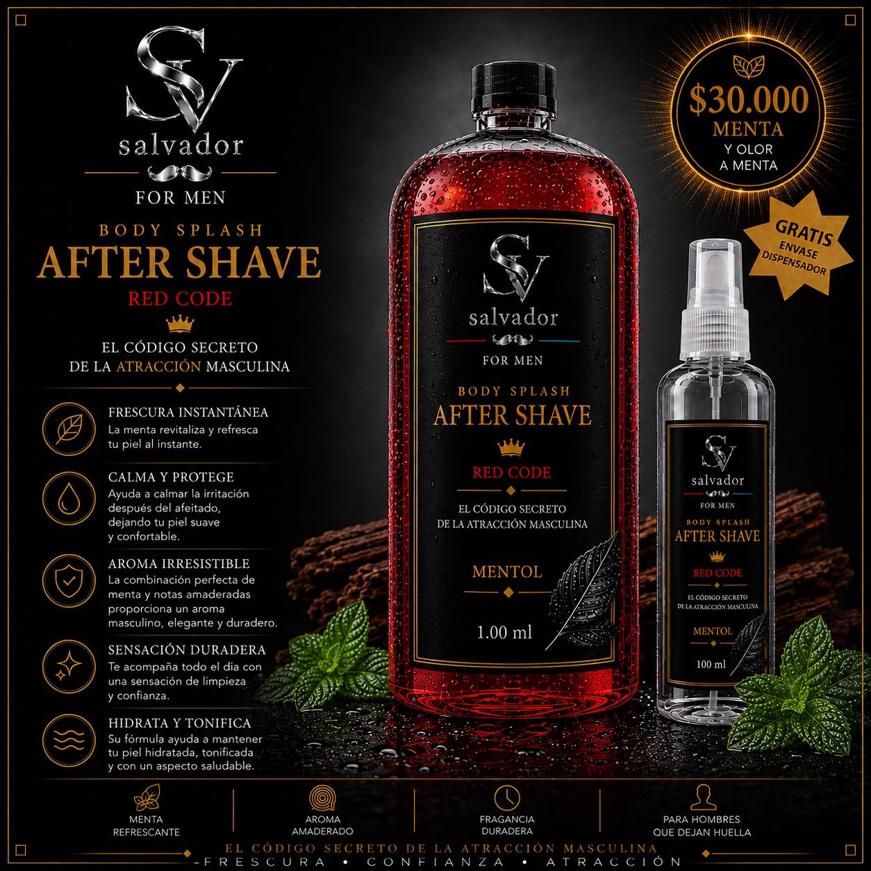 After Shave Body Splash 1 Litro con envase dispensador gratis